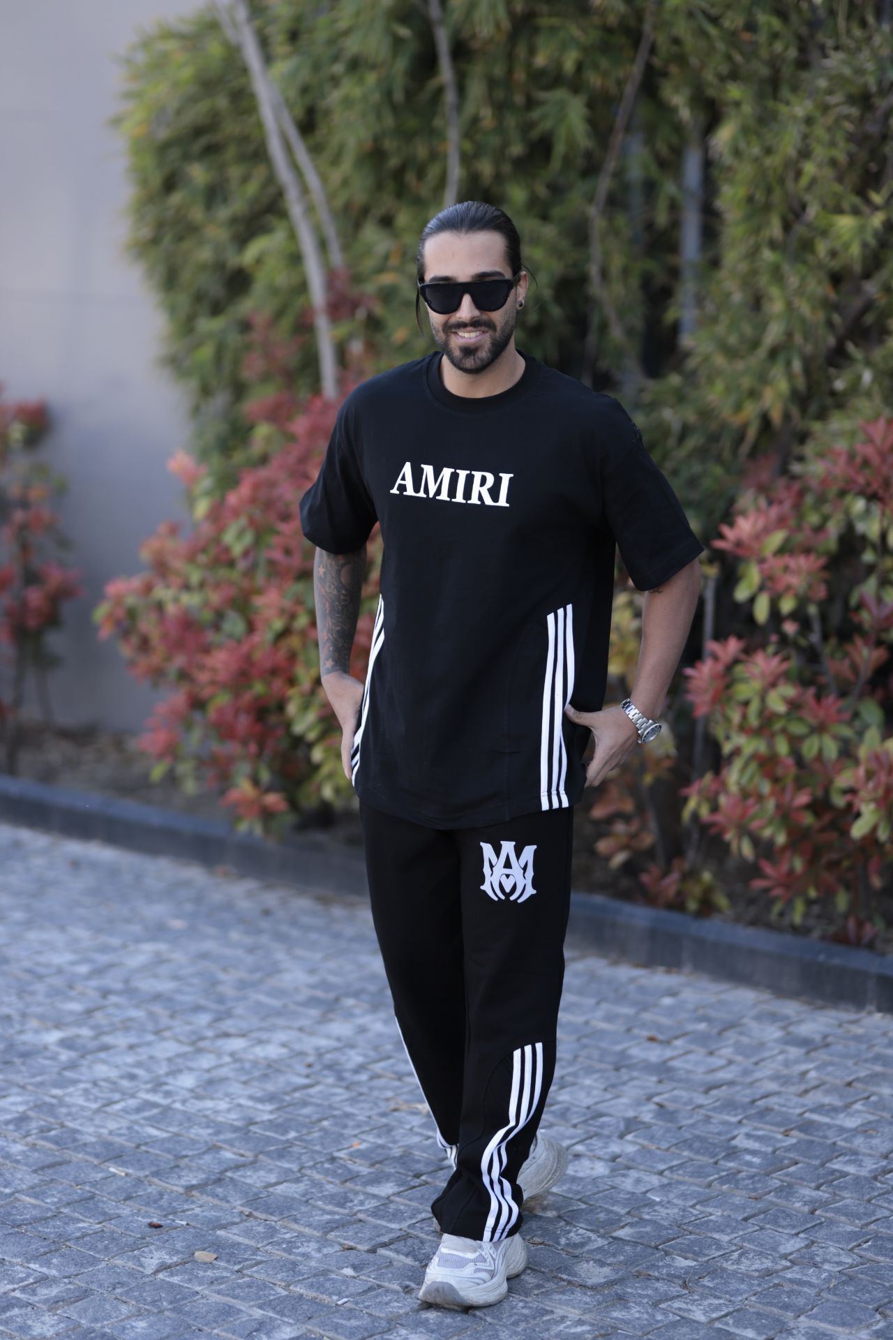 ست تی شرت شلوار نخی مردانه طرح AMIRI