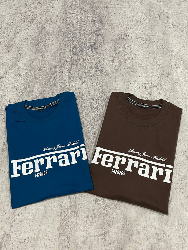 تی شرت یقه گرد مردانه نخ پنبه طرح Ferrari