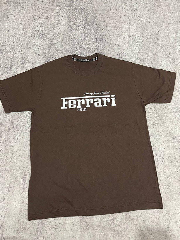 تی شرت یقه گرد مردانه نخ پنبه طرح Ferrari