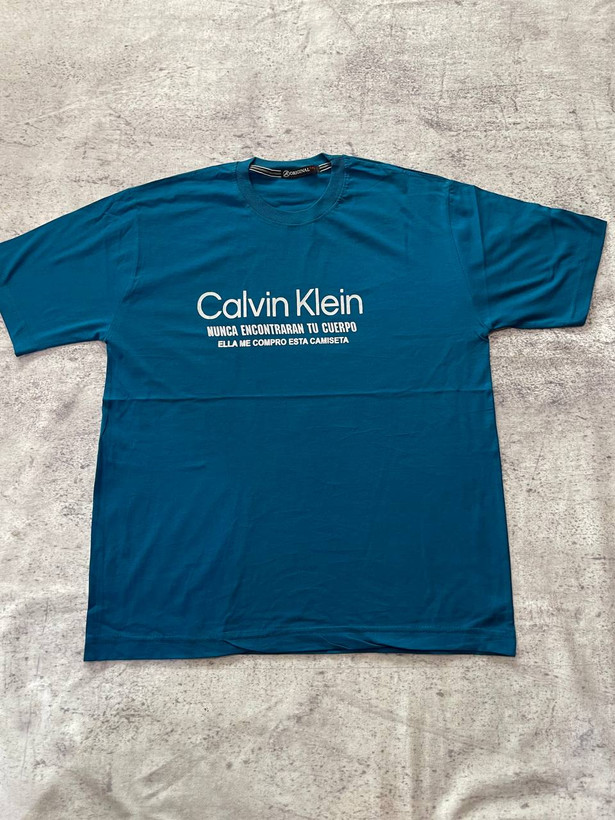 تی شرت یقه گرد نخ پنبه طرح Calvin klein