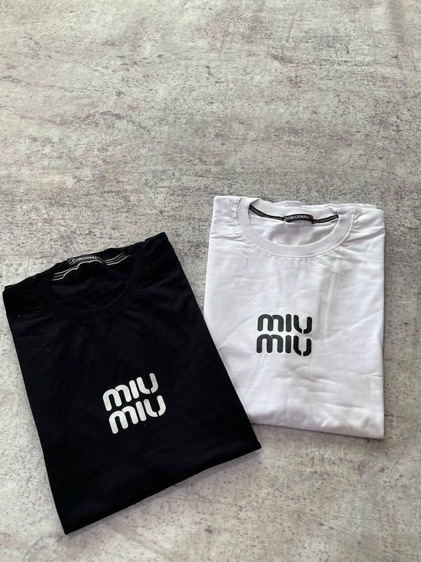 تی شرت یقه گرد نخ پنبه miU miU