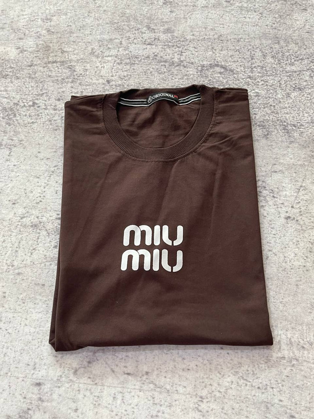 تی شرت یقه گرد نخ پنبه miU miU