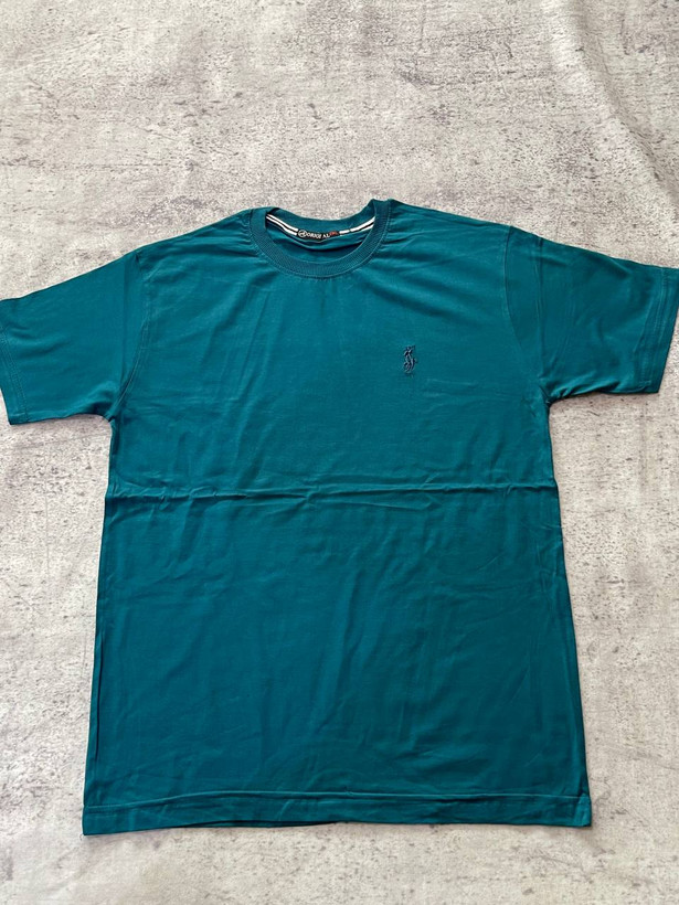 تی شرت یقه گرد نخ پنبه ساده گلدوزی شده polo